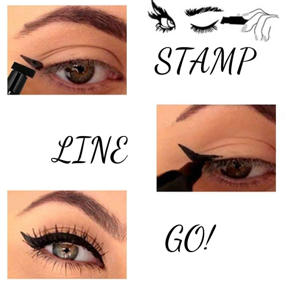 TARTAMYA Eyeliner Stamp Double-sided Liquid Winged Eye Liner Pen Waterproof Smudgeproof Long Lasting Wing Original Eyeliner Pen Black 3