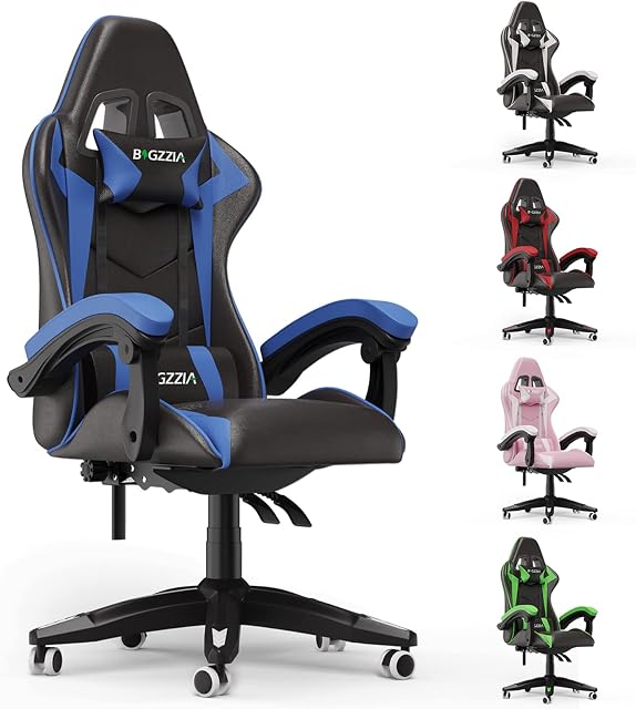 bigzzia Gaming Chair Office Chair Desk Chair Swivel Heavy Duty Chair Ergonomic Design with Cushion and Reclining Back Support