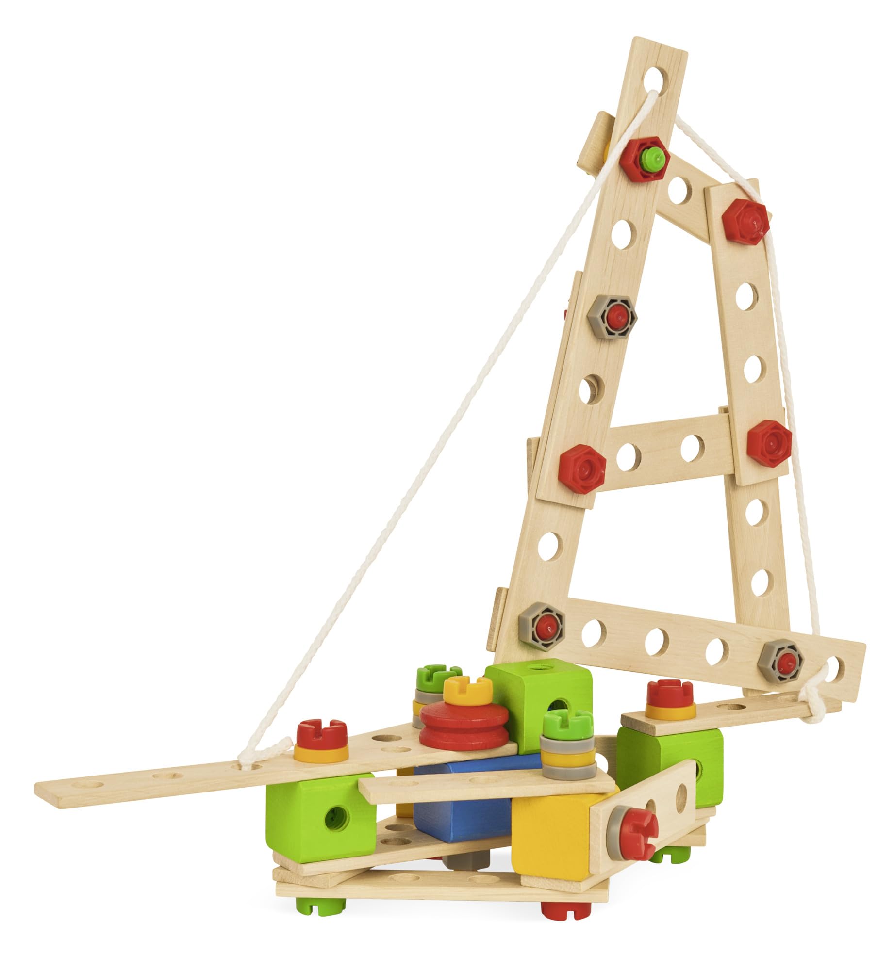 Eichhorn - Constructor motorino, versatile giocattolo in legno, 65 TLG, 4 diversi modelli, 100% legno di faggio certificato FSC, ecologico, a partire da 3 J