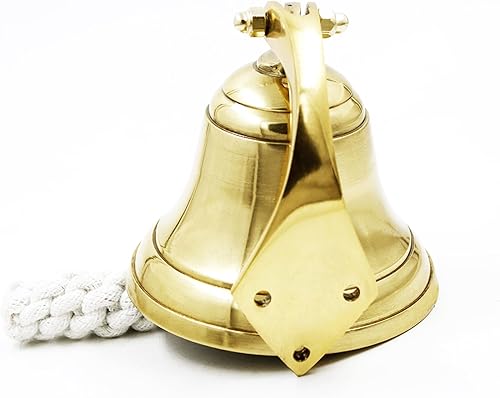 Miniatura 3 de Campana de pared con cuerda campana de barco de aluminio náutico de 4 pulgadas cromo plateado