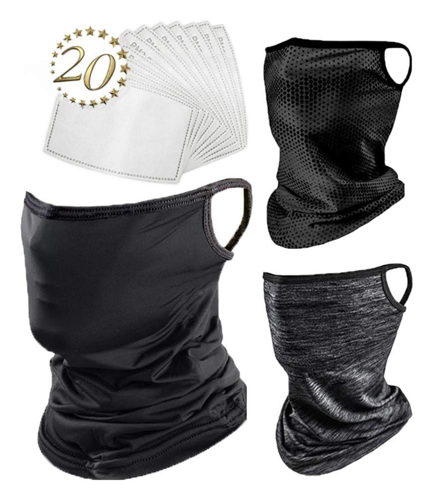 Balaclava Face Mask : Comfortable Neck Gaiter with Filter and Ear Loops, Bandana Face Mask with Filters.