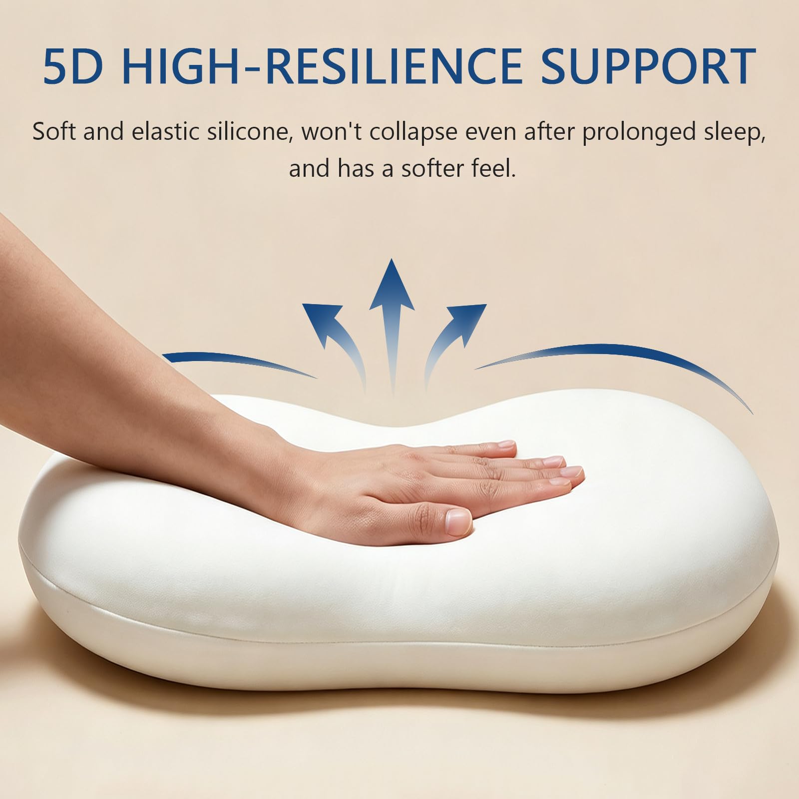 Almohada de Silicona con Soporte Cervical y Funda de Algodón