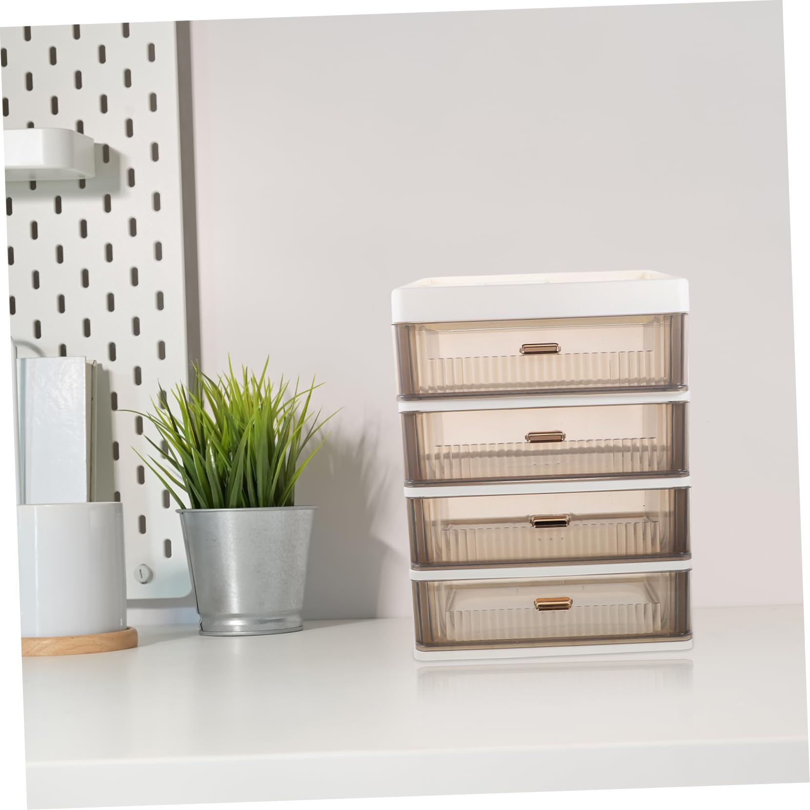 Caja de Almacenamiento Estilo Cajón de Escritorio en PP Blanco