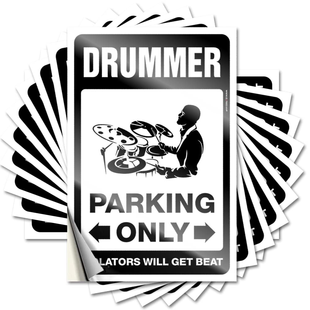 Fzfn Boys Colour Sweet Unique Decals - Drummer Parking Only Removable Decal Water Easy Peel For Checkered(12X18cm)
