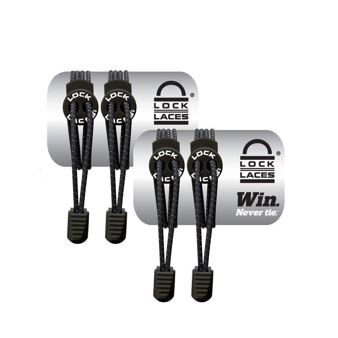 LOCK LACES USA (Elastic No Tie Shoelaces) Pack of 2