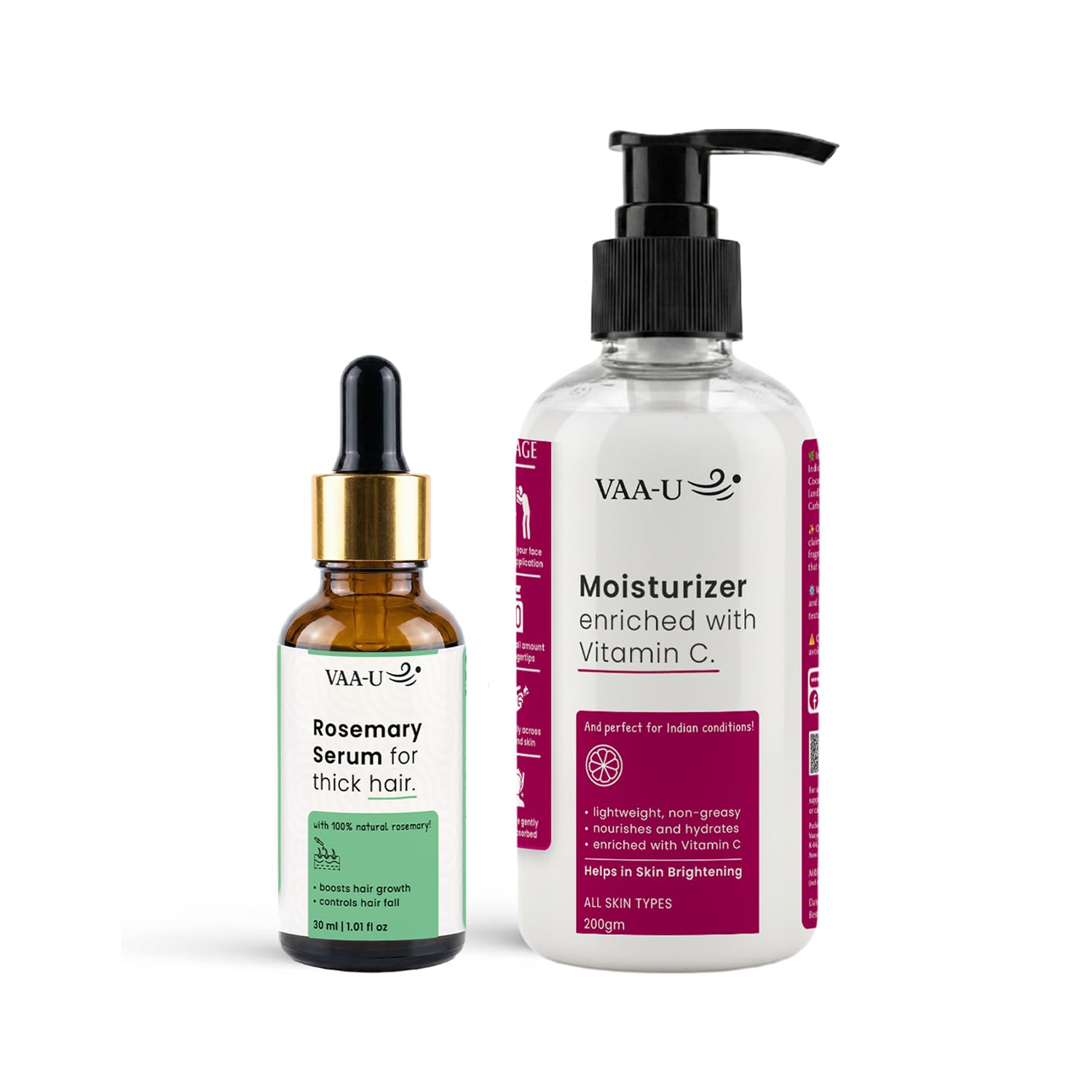 Vitamin C Face Moisturizer 200g & Rosemary Hair Serum 30ml Combo | Oil Free Formula | Lightweight Texture | Fast Absorbing | Skin & Hair Care | Daily Use | Combo Pack-picture-16