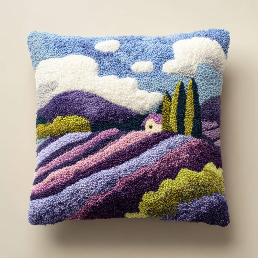 WallustrioaW Latch Hook Pillow Kits Pillow Cover,Lavender Manor