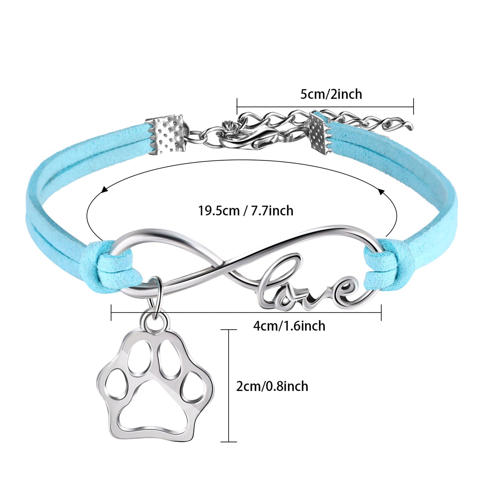 Blulu 15 Pack Paw Print Bracelet Bulk Puppy Party Dog Bracelets for Women Men Adjustable String Charm Bangle Jewelry Memorial Jewelry Gifts for Birthday Party Favors(Brown, Blue, White, Purple, Black)