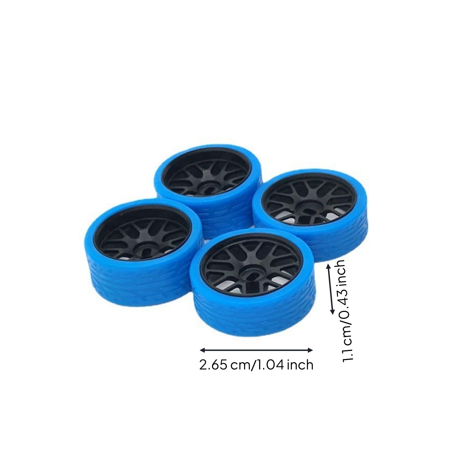 4 Stück RC Felge mit Reifen Rutschfest RC-Reifen mit Felgen Räder für Modellbauer, Hobbyisten, Reifenwechsel, Schwarz + Blau