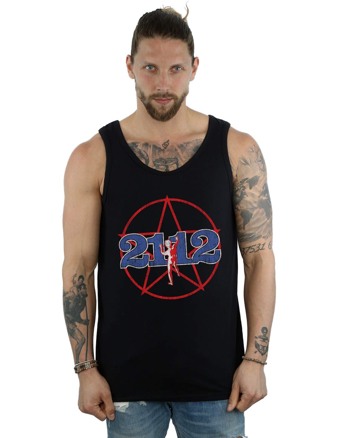 Absolute Cult Men's Black Rush Distressed 2112 Starman Vest Large