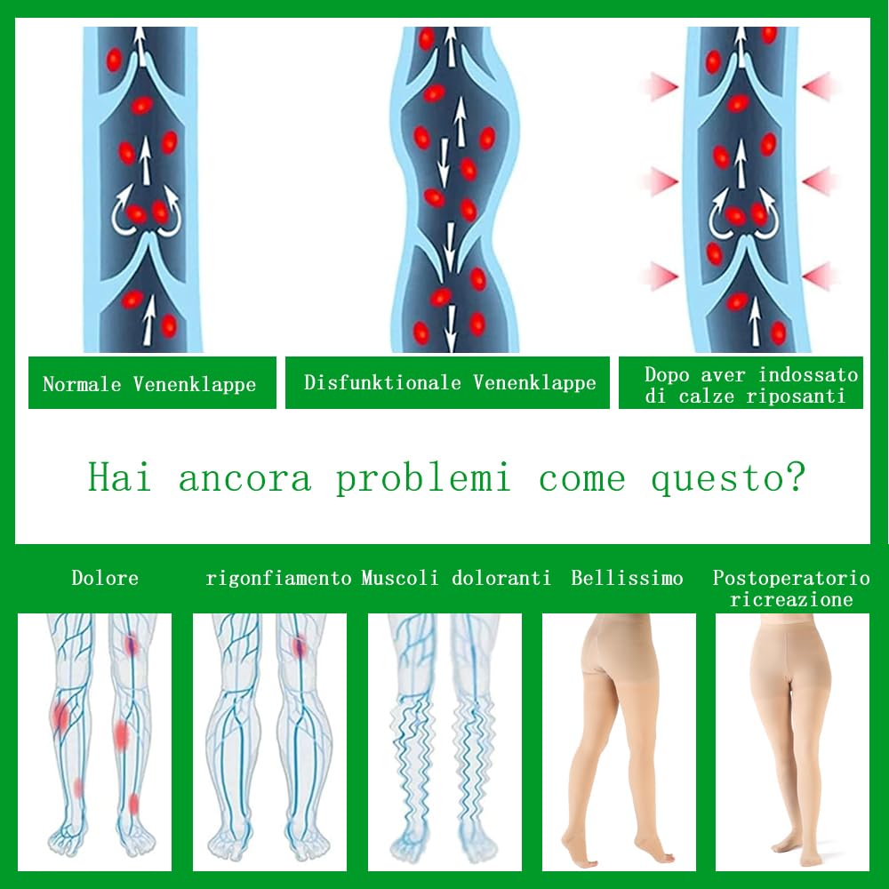 VARCOH Calze Compressione Graduata Donna, Calze Compressione Graduata Uomo, Calze a Compressione 20-30 mmHg Ideali per TVP, Gravidanza, Vene Varicose
