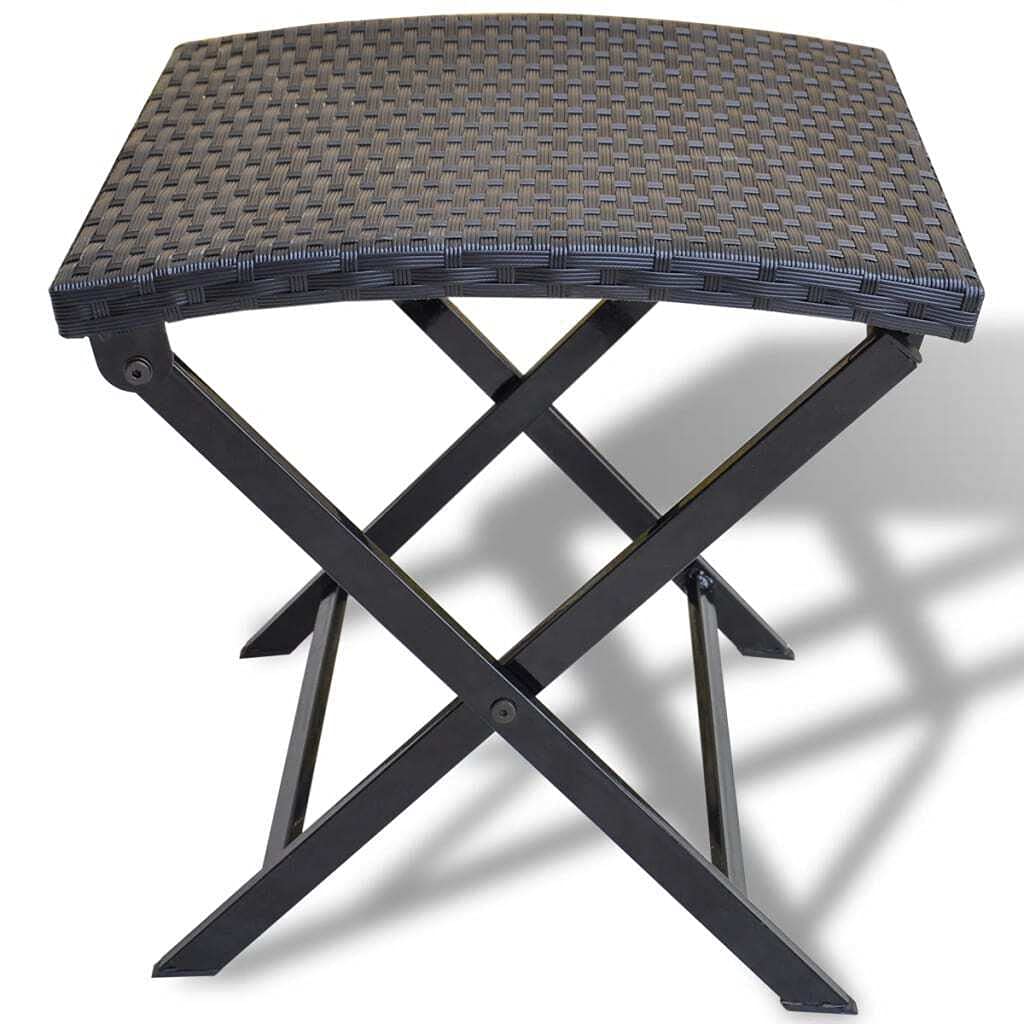 vidaXL Taburete Elegante de Jardín Modelo Plegable de Poli Ratán Sintético Negro Asiento de Patio Silla de Exterior Terraza de Material Tipo Mimbre