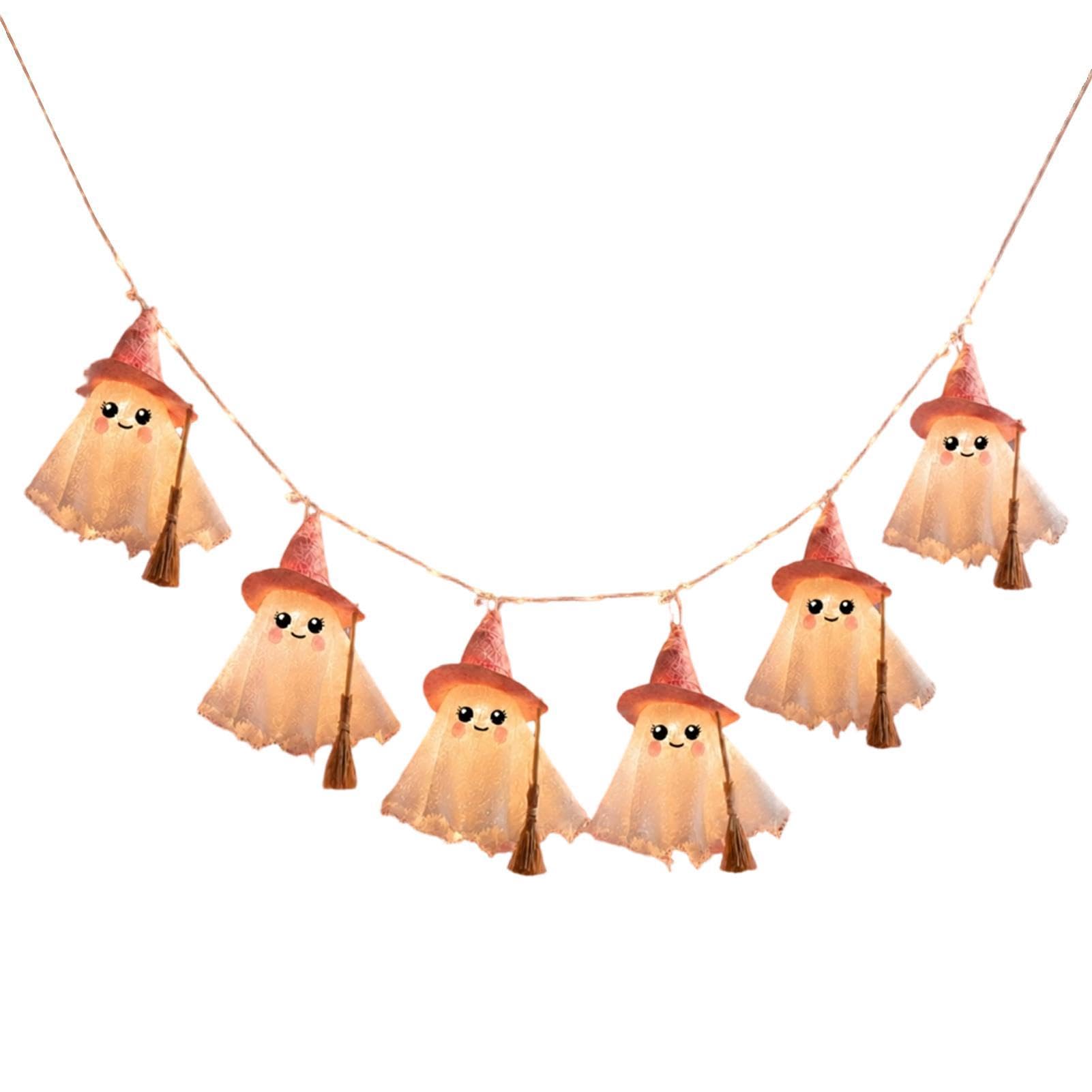 Halloweenowe Lampki Łańcuchowe Do Wnętrz świetlna z motywem duchów 182 cm
