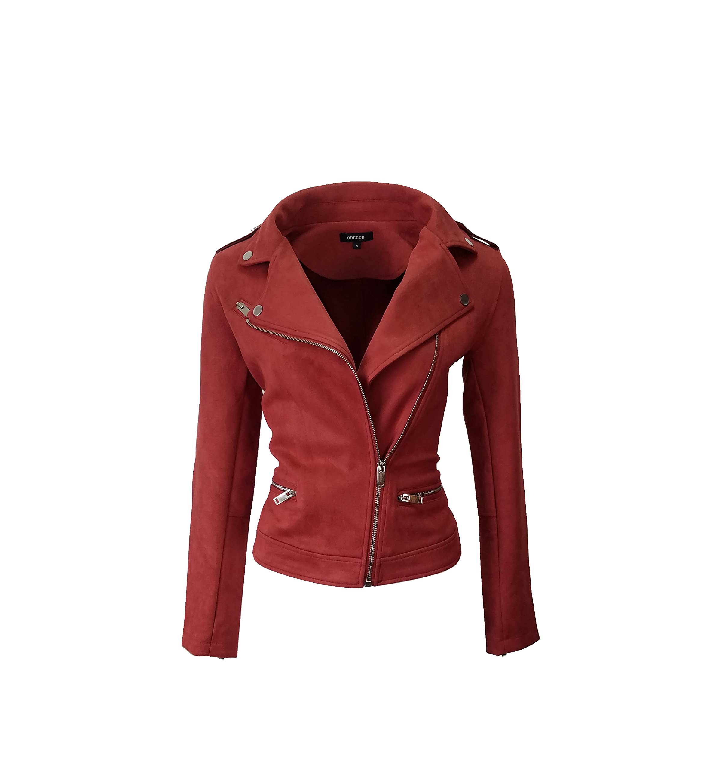 Odcocd Women's Rust Faux Suede Jacket For Long Sleeve Zipper Up Casual Outwear (Ca/Us, Alpha, Large, Regular, Regular, )