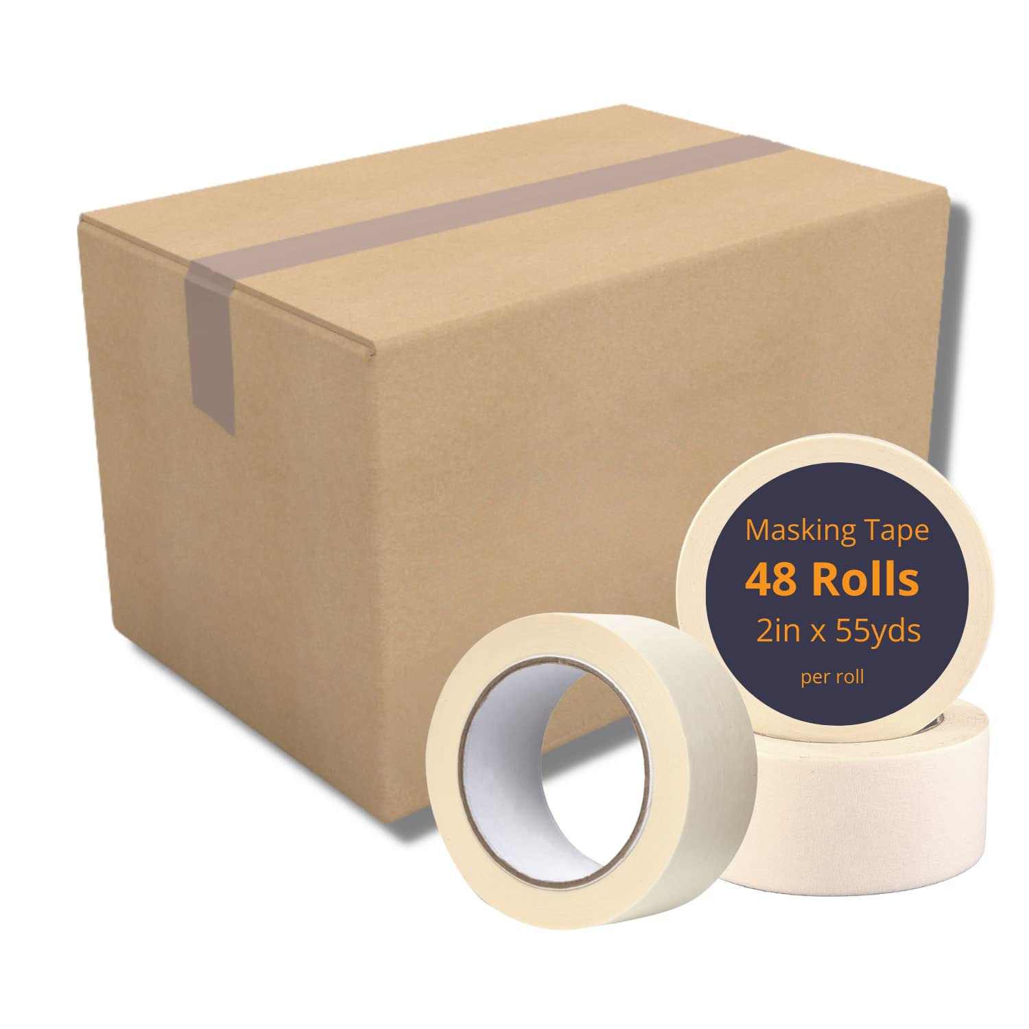 Gocableties Masking Tape, 50mm (2”) x 50m, Cream Painters Tape for Painting, Decorating and DIY, 48 Rolls — image 1