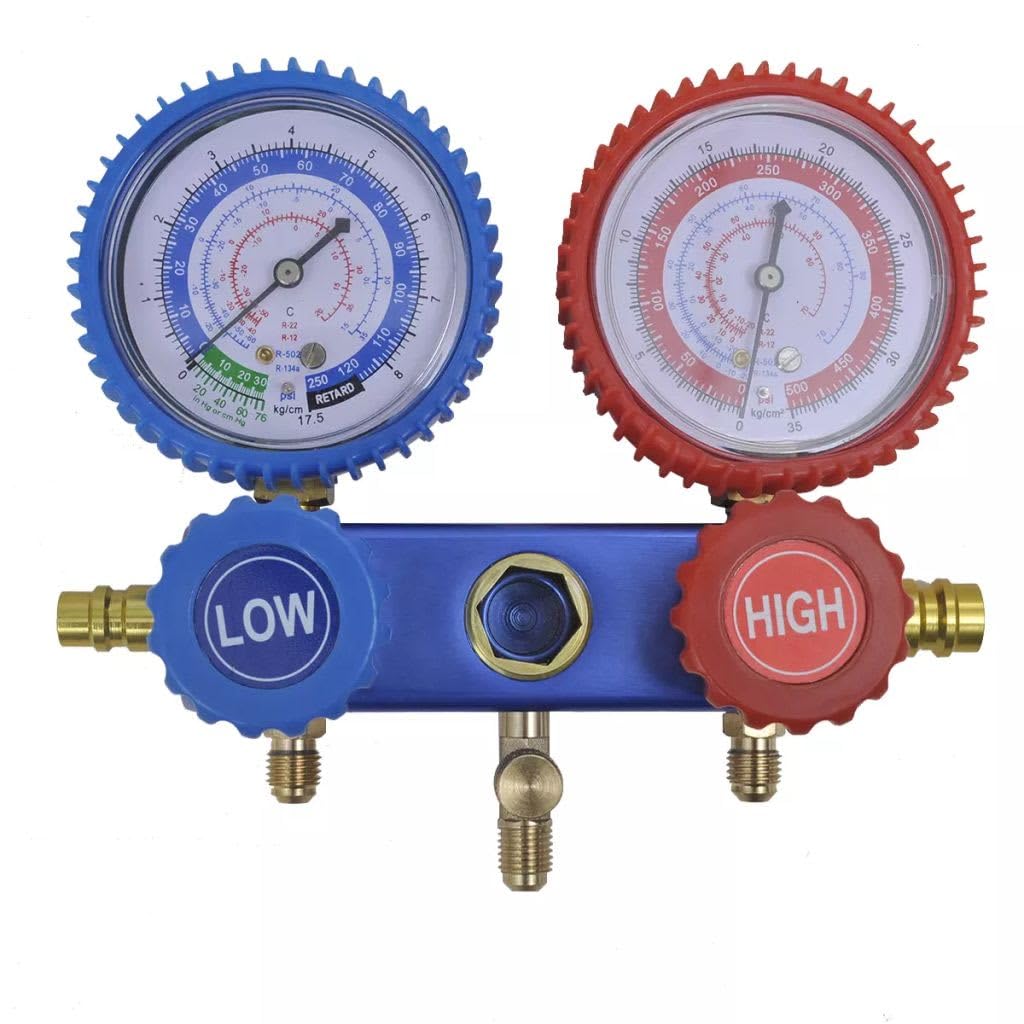 Vakuumpumpe 100 L/min 2-Wege-Verteiler Manometer für Klimaanlagen und Kältesysteme, professionelle Absaugpumpe mit Aluminiumgehäuse, Transportkoffer, geeignet für Auto- und Hausklimaanlagen