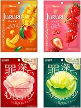 Center-in Candy, Assorted 4 Types, Juru & Sincerely Candy (Alphonso Mango, Blueberry, Sincerely Peach, Sincerely Muscat), 1 Bag Each of 4 Bags, Total of 4 Bags, Includes Jello Paste