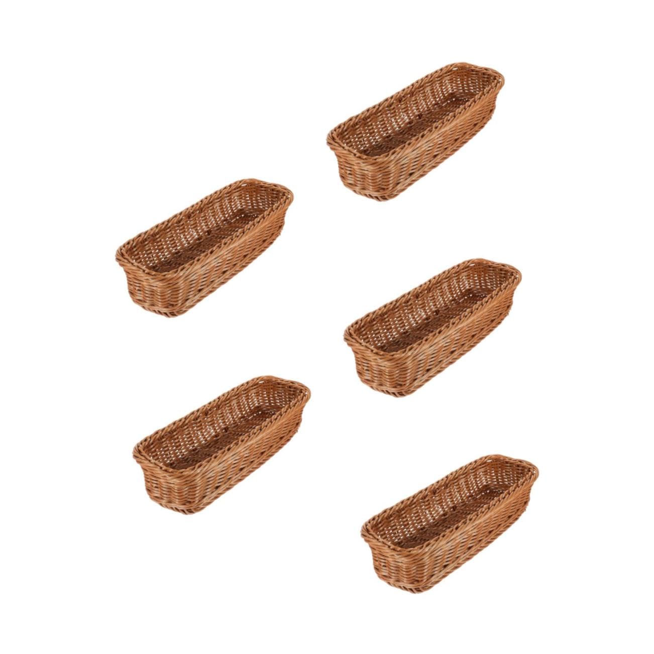 COLLBATH Cesta De Frutas De 5 Piezas Cesta De Ratán Cesta Para Frutas Y Verduras Cestas De Mimbre Para Pan Bandeja Para Guardar Utensilios Para Mesas De Restaurante Cesta Para Guardar