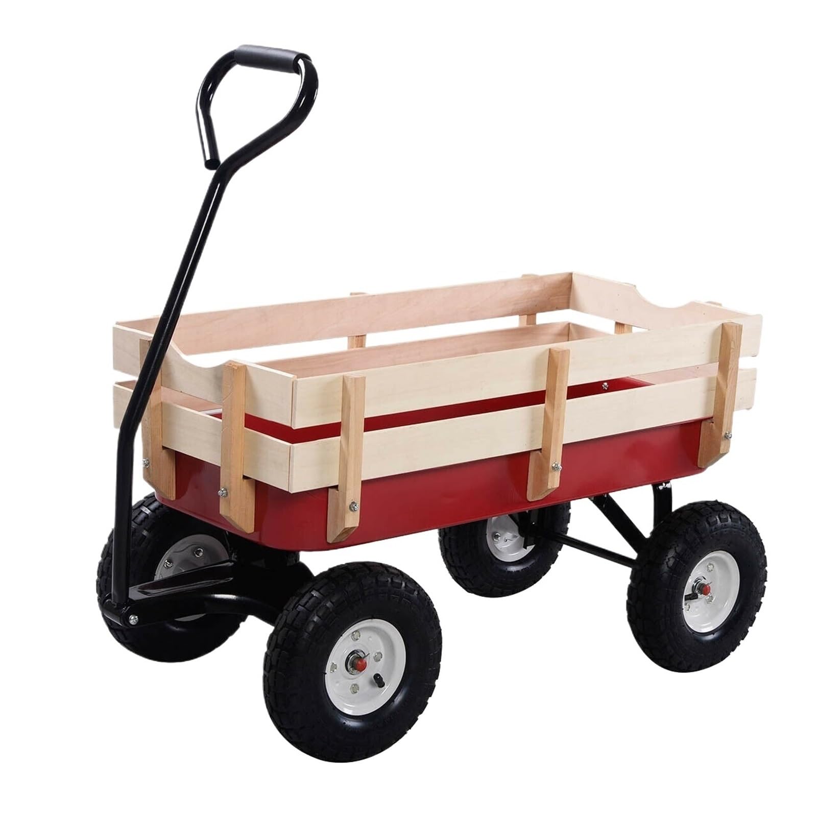 Carrello da giardino for esterni Carrello for carichi pesanti da giardino con lato in legno rimovibile for campeggio sul prato carriola