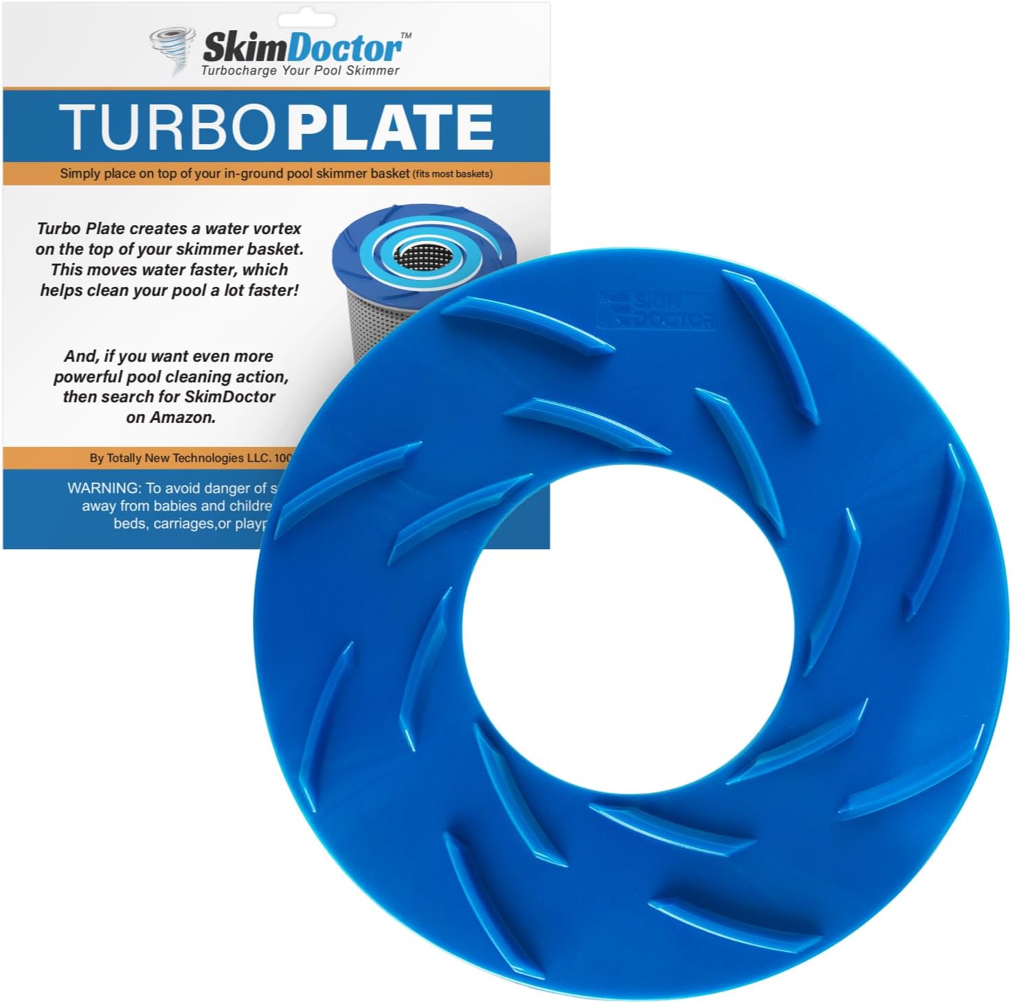 SkimDoctor Turbo Plate Skimmer Basket add on Will Turbocharge Your Pool Skimmer | Water Vortex Inducer Delivers Fast Automatic Pool Cleaning | Fits Most Inground Pool Skimmer Baskets | Easy Install