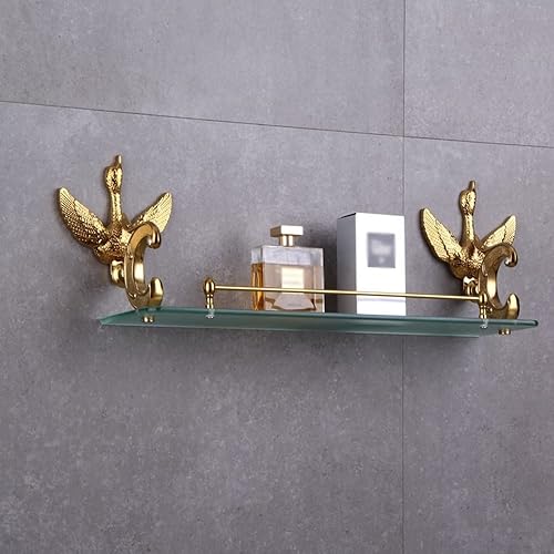 Miniatura 5 de BAHELS Estante de cristal de cisne para ducha, juego de accesorios de baño, montaje en la pared, 19.7 in, soporte de una sola capa, organizador de