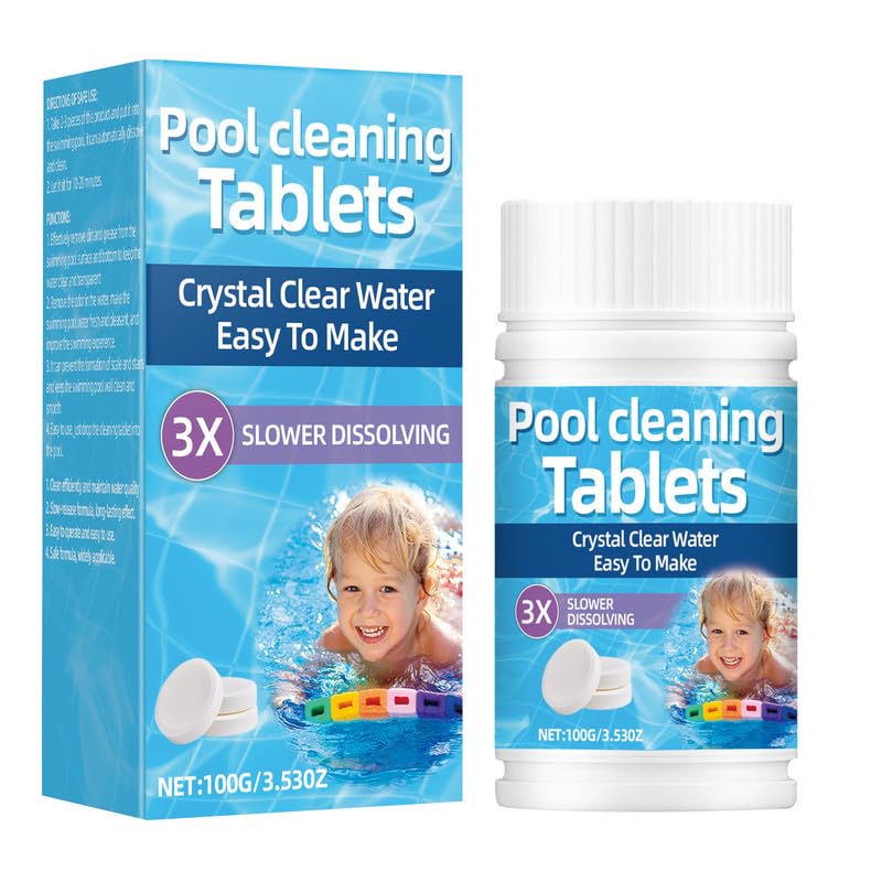 Chlorine Tablets, Non-Toxic Chlorine Granules, Strong Ice Bath Cleaning Tablet, Hot Tub Tablet for Swimming Pool and Spas, Purifies Crystal Clean And Clear Water, 100pcs
