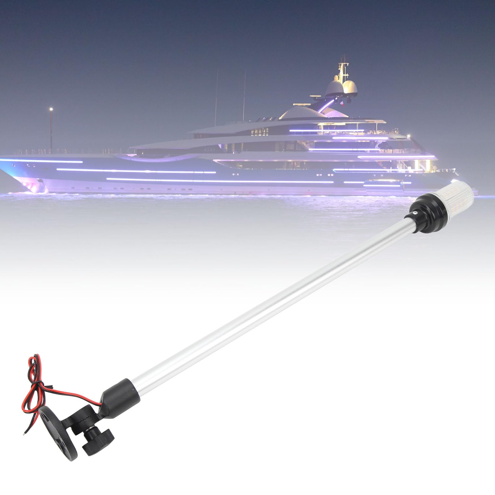 Luce di Poppa per Barca 22 Pollici con 63 LED Bianco Caldo Visibilità 3NM IP66 Regolabile per Yacht Pesca e Barche