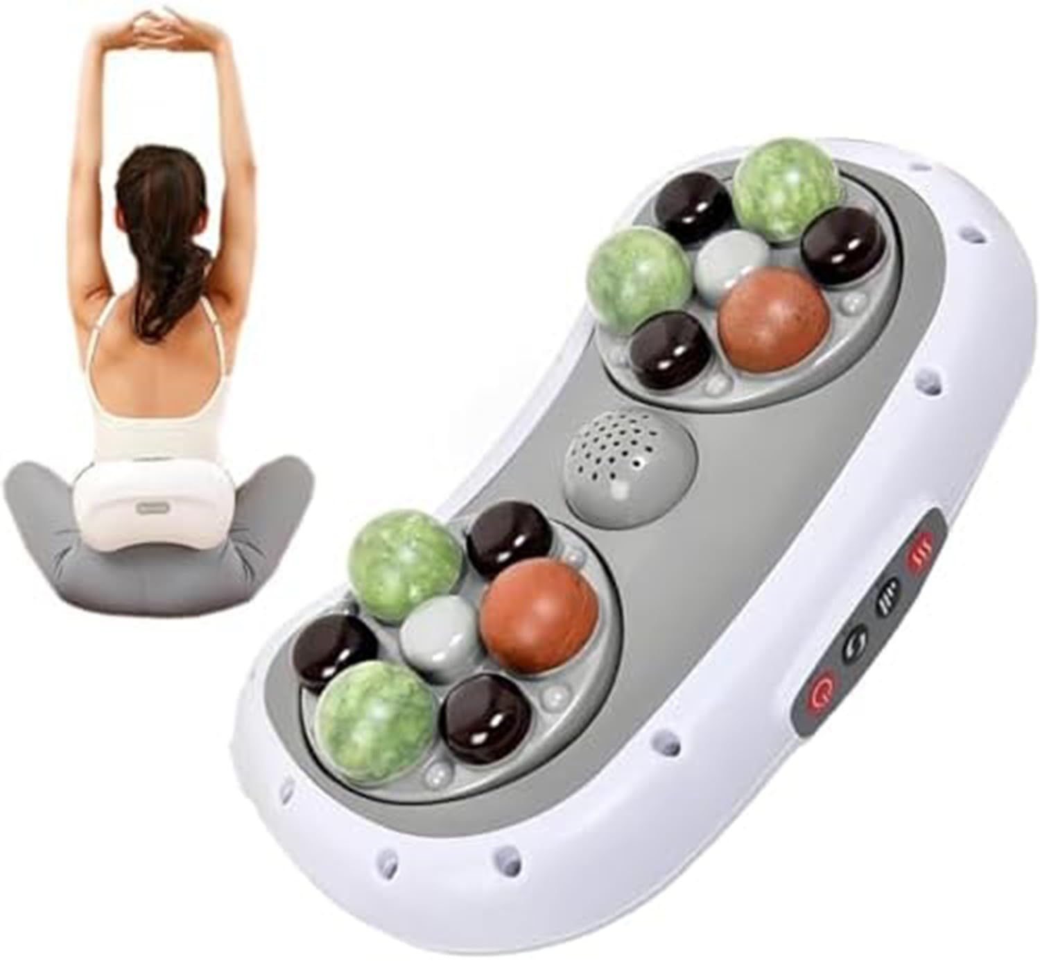 Bian Stone Bauchknetgerät,Bauch- Und Bauchmassagegerät Mit 30-Mm-Massagekopf Und 3 Einstellbaren Vibrationsintensitäten,3-Stufige Temperaturregelung Rotlicht-Heißkompresse Für Zu Hause