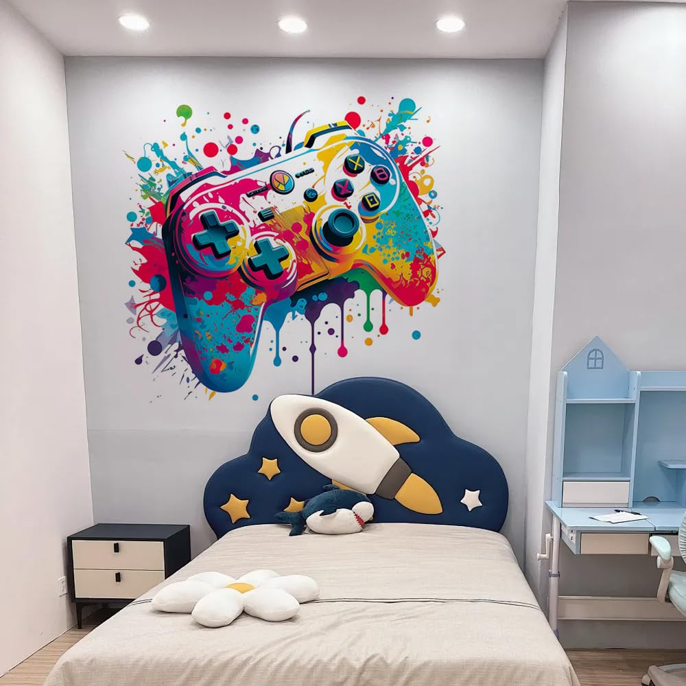 decalmile Adesivi Murali Videogiochi Sala Giochi Adesive da Parete Gamer Decorazione Murale Camerette Bambini Camera Ragazzi Stanza dei Gioch