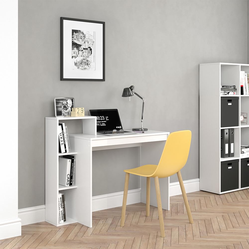 Vicco Bureau Leo, Blanc, 110x40cm | avec compartiments ouverts pour un rangement flexible