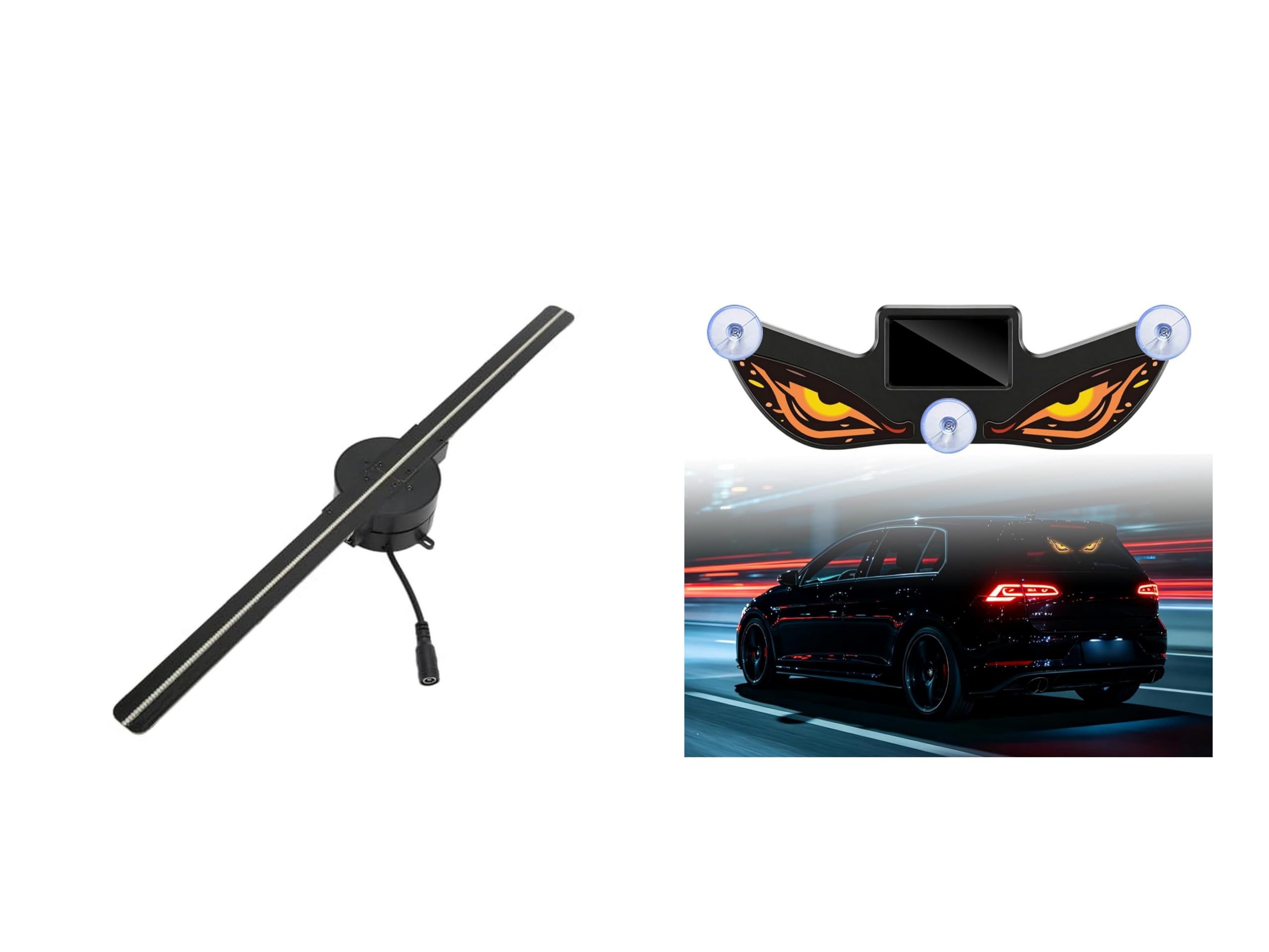 Zuzu 3D Hologram Fan, 16.5in 3D Hologram Projector Advertising Display with 224 LED Light Beads Holographic Video Projector with Solar-Powered LED Devil Eye Window Lights-image-41