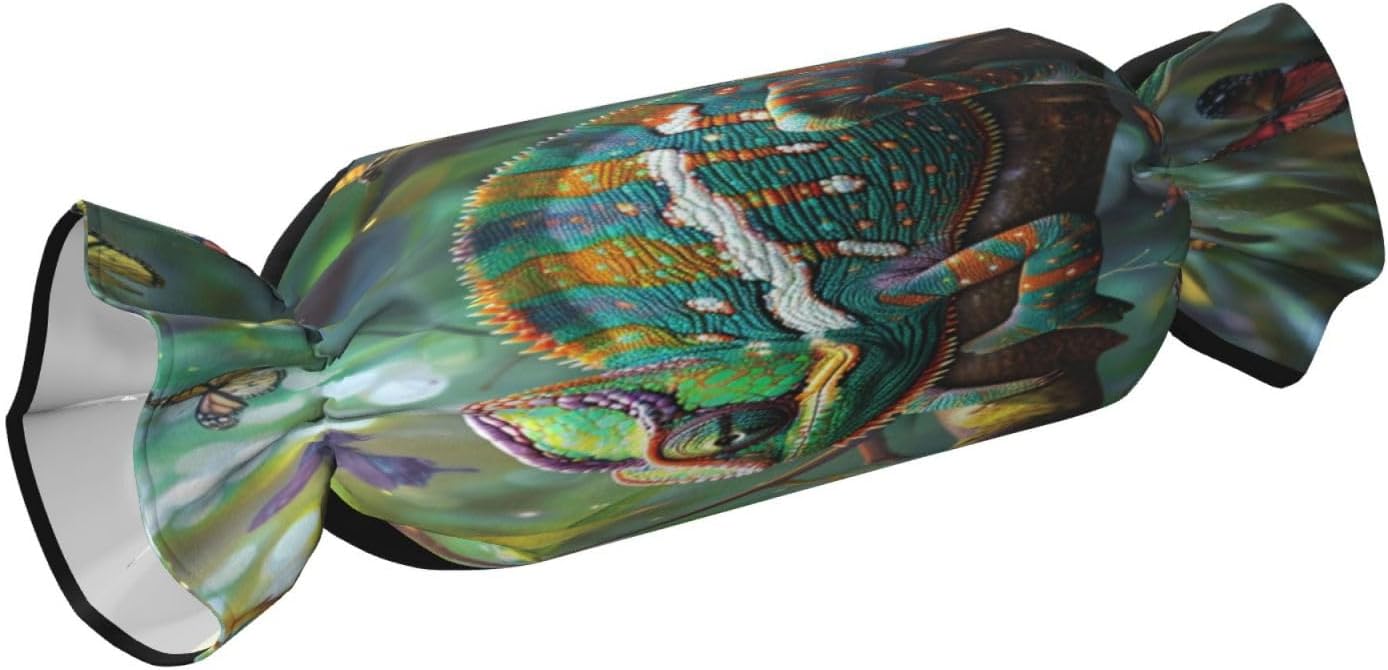 Colorful Lizards Cylindrical Pillow-Premium Bed Pillows, Side Sleeper Neck Support, Decorative Candy Design, Soft and Durable