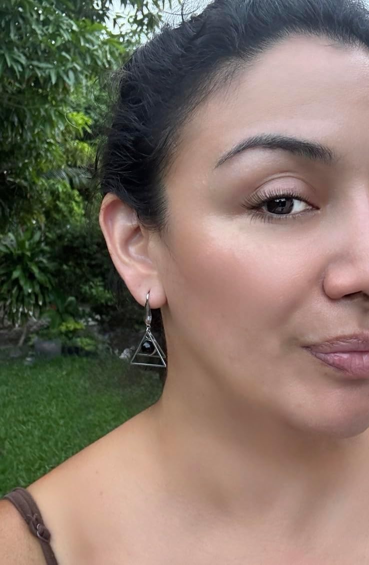 Gemstone Geometric Triangle Earring - Image 6