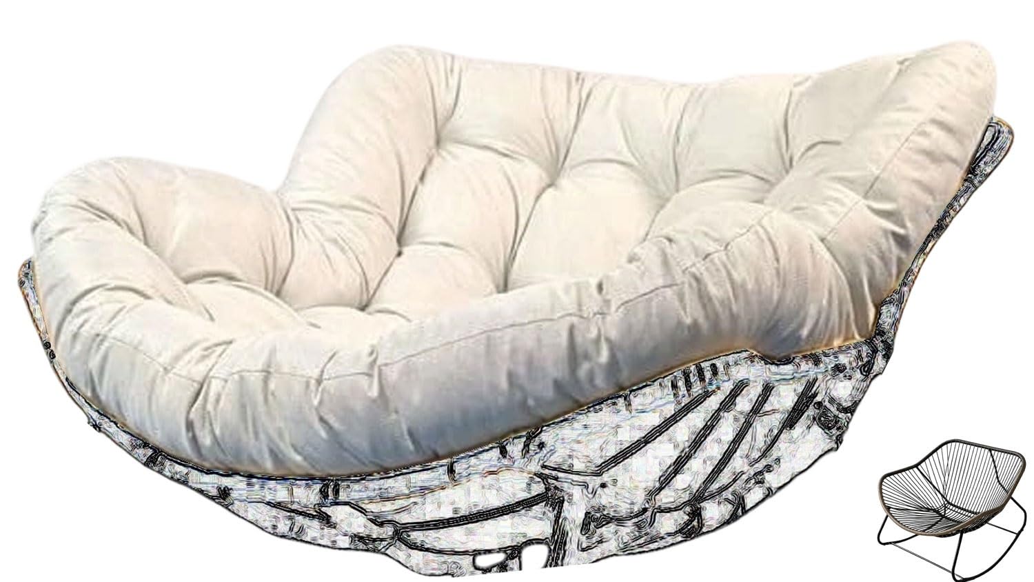Coussin de Chaise à Bascule Imperméable pour Salon, Confortable de 13 Cm D'épaisseur pour Extérieur et Intérieur, Coussin de Chaise Papasan Double pour Jardin, Terrasse(@3,115 x 100 x 13 cm)