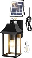 Vista 1 de Porch Lights Outdoor Dusk to Dawn Motion Sensor Solar Wall Lantern Separate Panel & Battery Replaceable Exterior Waterproof Wall Sconce Lighting