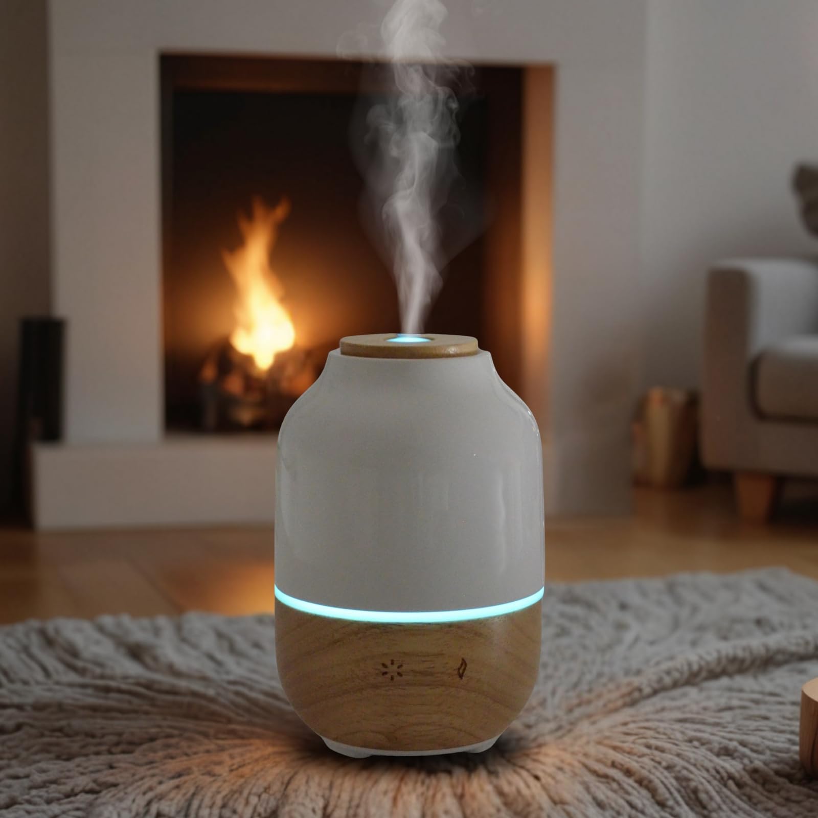 Zen'Arôme - Difusor ultrasónico de aceites esenciales Purisia (hasta 40 m²) - Difusión en frío para aromaterapia - Modo continuo o alternado - Iluminación multifunción - Cerámica y madera
