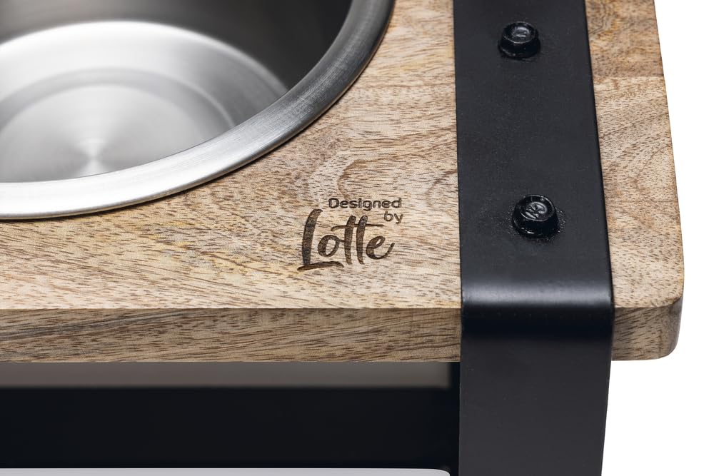 Designed by Lotte Karinto, Dinerset Hund, Holz/Metall, Inkl. 2 Napfen
