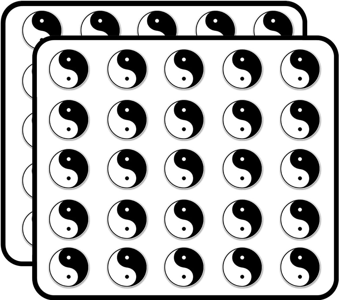 Chinese Yin Yang Sticker for Scrapbooking, Calendars, Arts, Kids DIY Crafts, Album, Bullet Journals 50 Pack