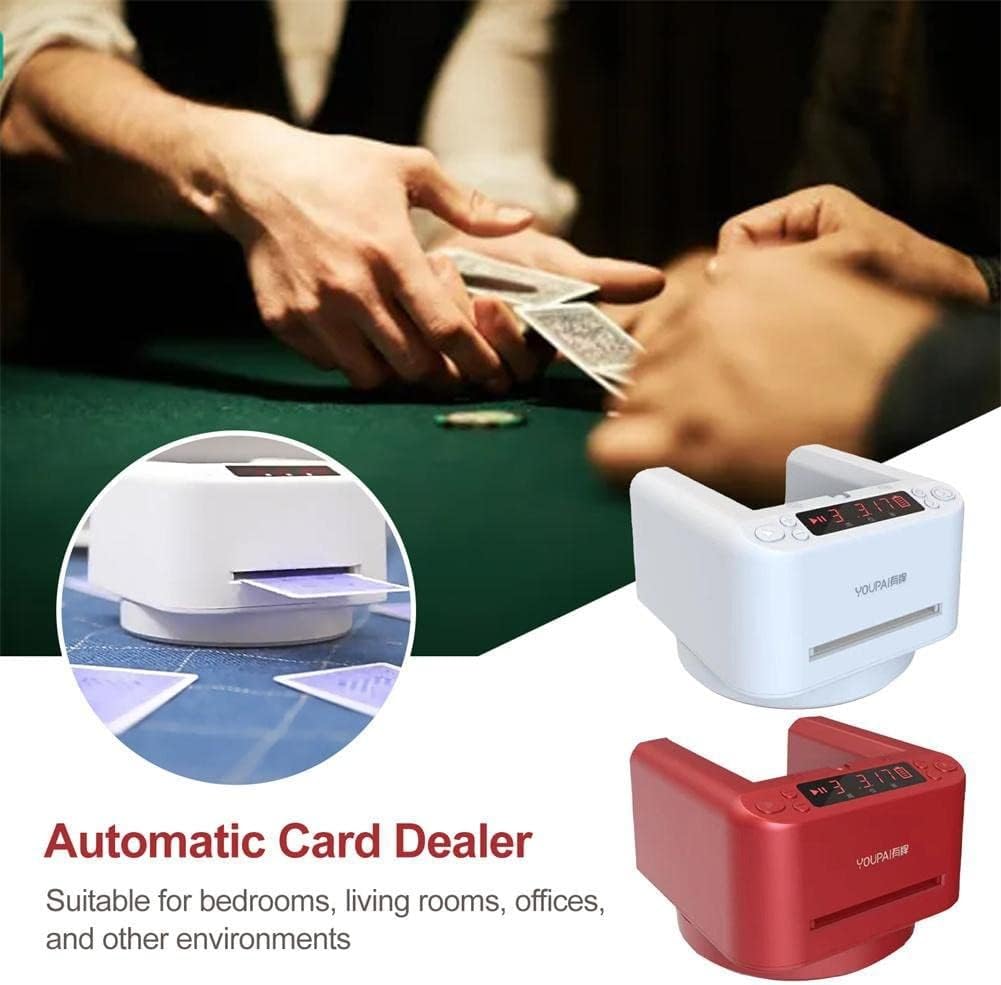 Repartidor de Cartas Eléctrico, Distribuidor de Cartas de Póquer Giratorio de 360°, Barajador de Cartas Automático, con Pantalla LED, Accesorios de Mesa de Naipes de Casino