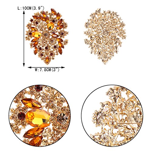 Image of EVER FAITH Women's Austrian Crystal Vintage Style Flower Leaf Cluster Brooch Pendant