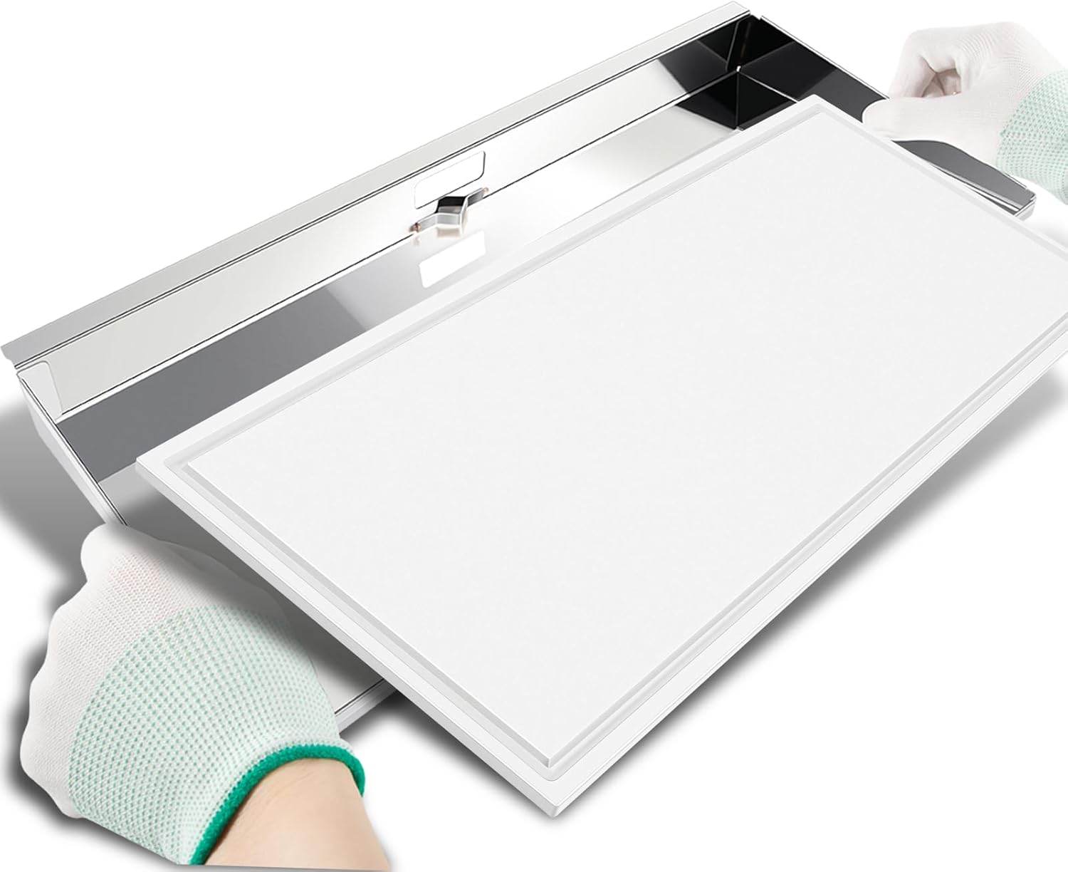 A10-902 Marine Rectangular Grill Serving Shelf with Removable Cutting Board, for Rectangular Grills with a 9" x 18" Grilling Surface or Larger, Quick Attachment &Removal, Marine Grade Stainless Steel