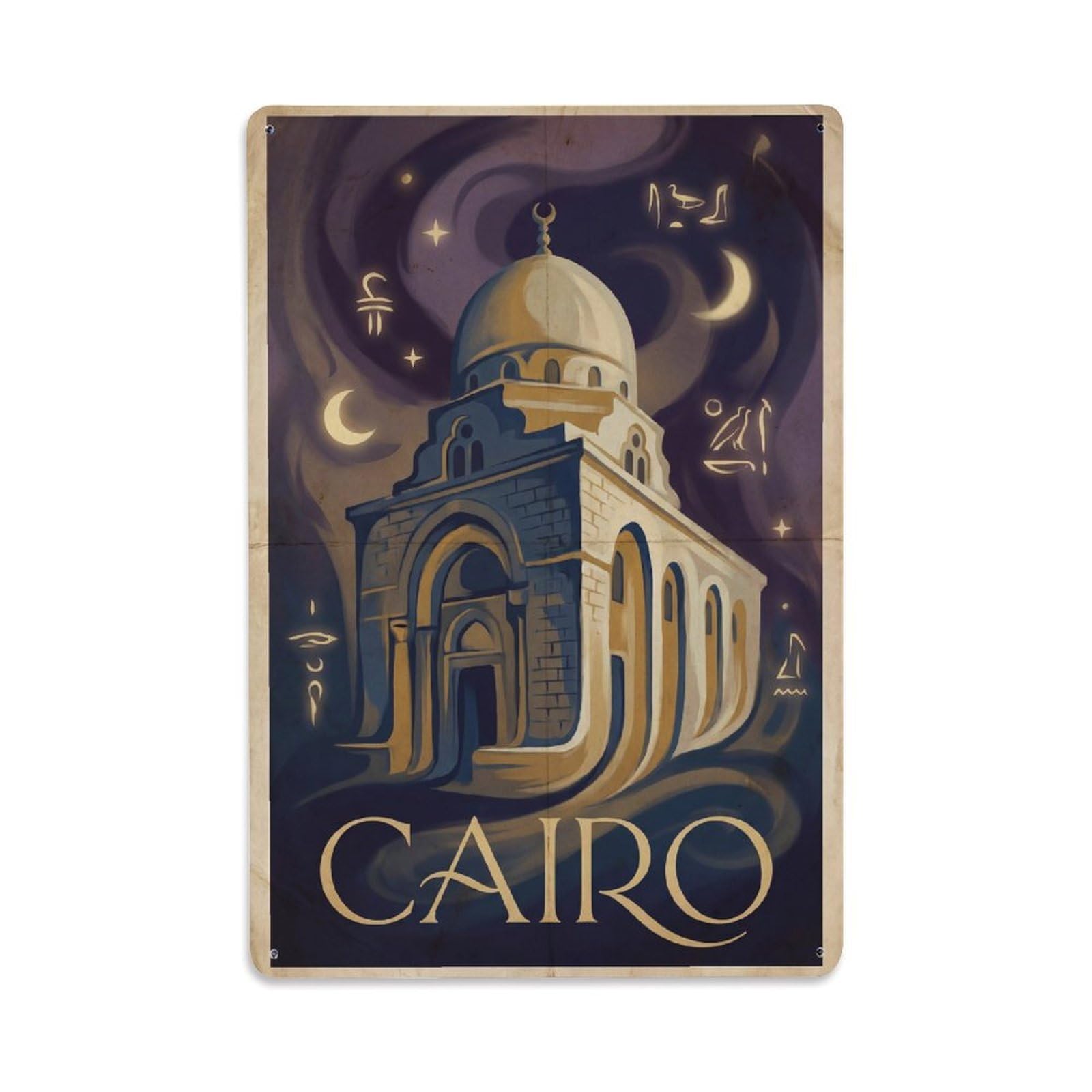 Gead 8X12inch Style Vintage Travel Cairo Sanctuary Metal Tin Sign