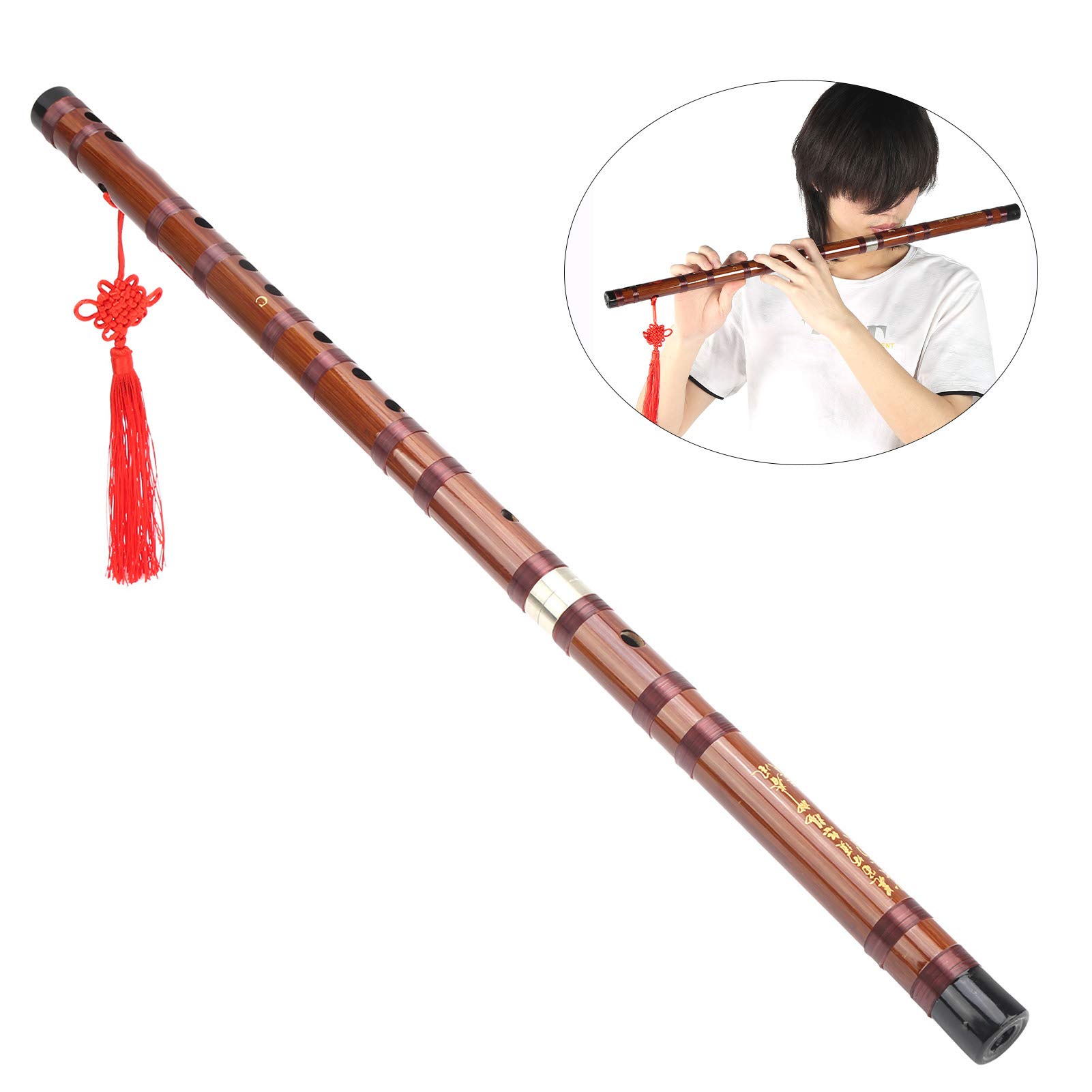 Flauta de bambú, Flauta de bambú Amarga Dizi con Llave C con Membrana Gratis para Principiantes Instrumentos de viento