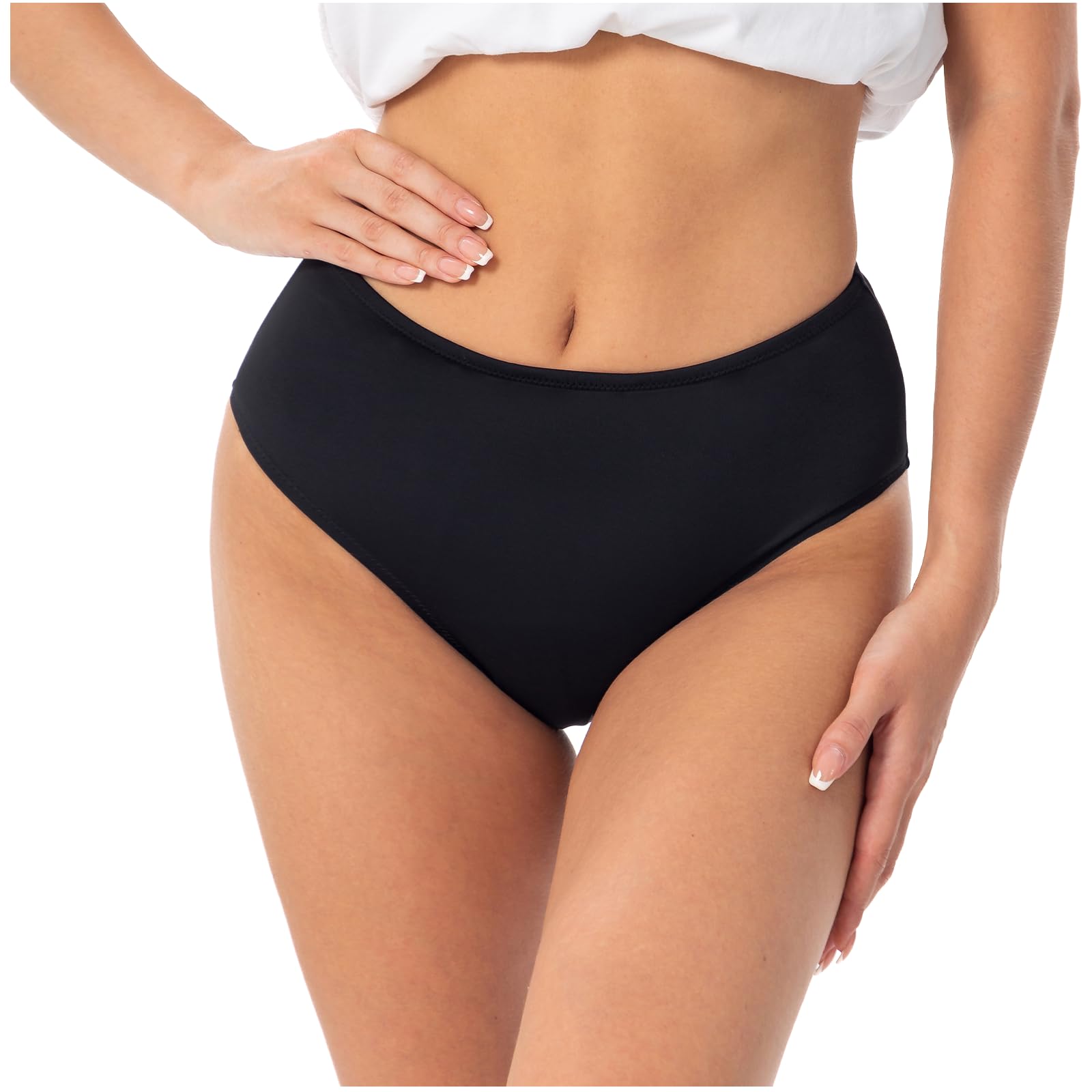 Bragas de Bikini menstruales Impermeables sin Costuras Anti Fugas para Piscina Playa Mujeres Negro