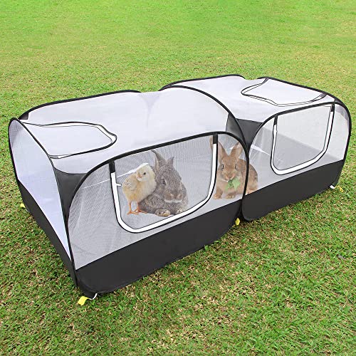 Lisinan Small Animal Pet Playpen With Feeder Bowl And Storage Bag,Portable & Breathable Chicken Coop For Puppy Kitten Rabbits Indoor Outdoor(Black) #TOP4