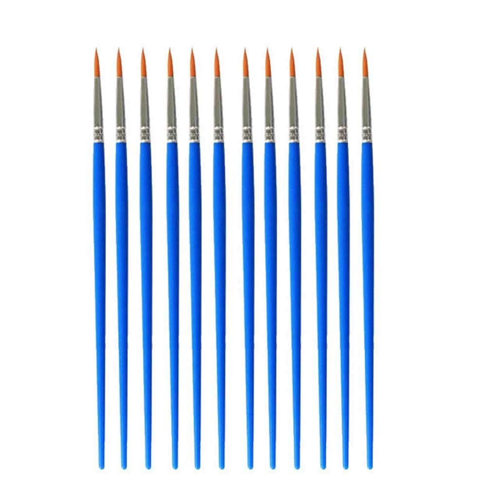 12 Uds. Pincel de Pintura con Detalle de Pelo de Nailon para niños, Suministros de Arte DIY, Herramienta para Artista de Acuarela, Pincel de Pintura, artículos de Dibujo artístico