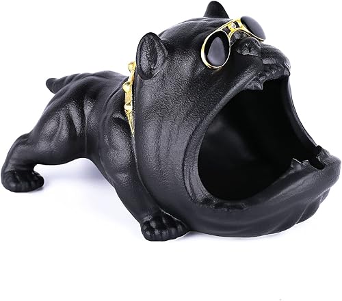 Roaring hippo, Cenicero de cerámica, lindo cenicero creativo de perro de dibujos animados (negro), cenicero de escritorio para uso en interiores y