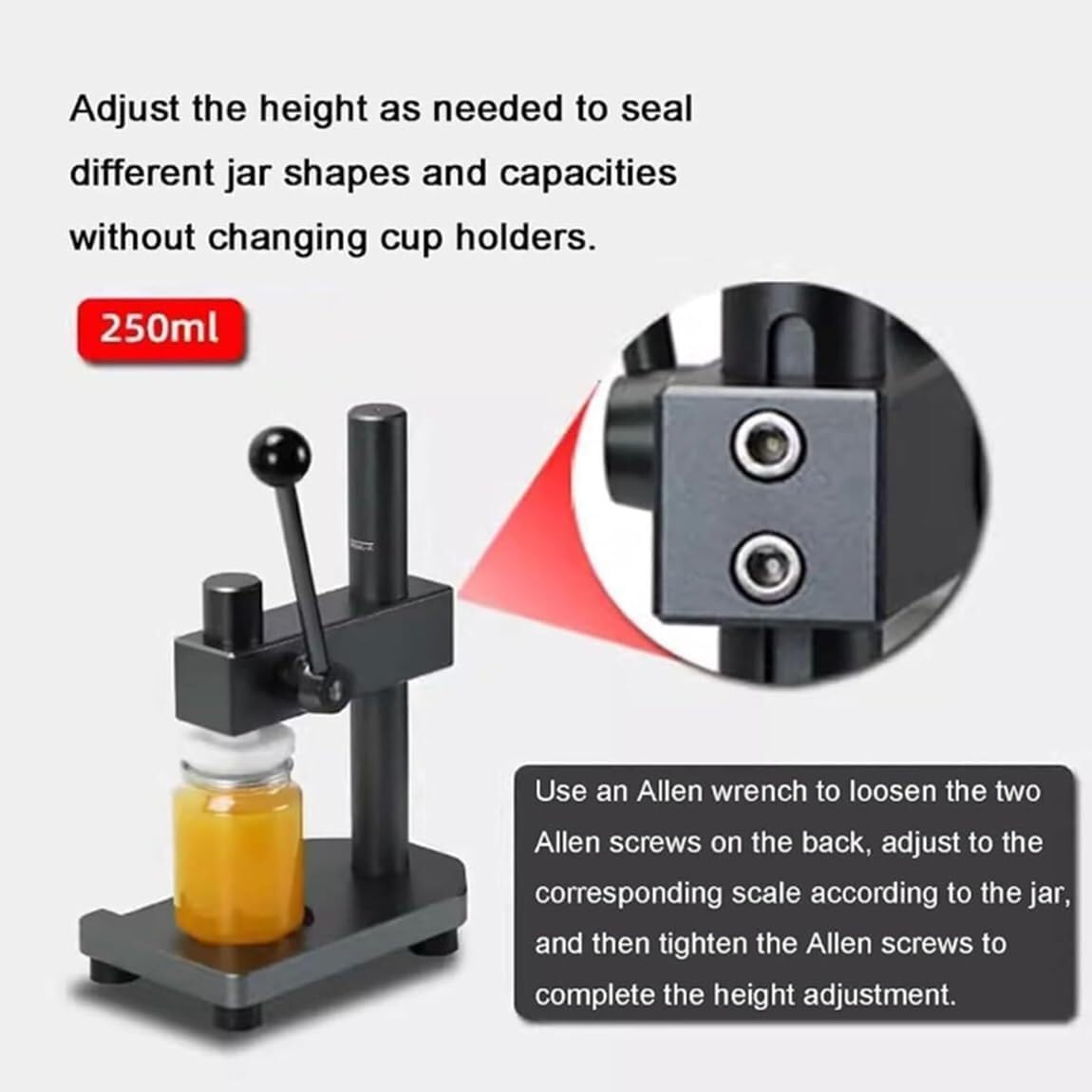 Máquina selladora manual de latas, máquina cerradora de vasos para sellar frascos y botellas PET de 250/330/400/500/700 ml, herramienta de envasado de aleación de aluminio de fácil uso