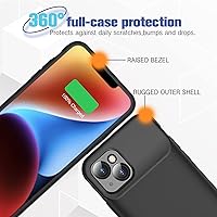 Vista 4 de Funda de batería para iPhone 14, Full Encircle 7000mAh Ultra-Slim Recargable Inteligente Portátil Cubierta de Carga Extendida Batería Compatible