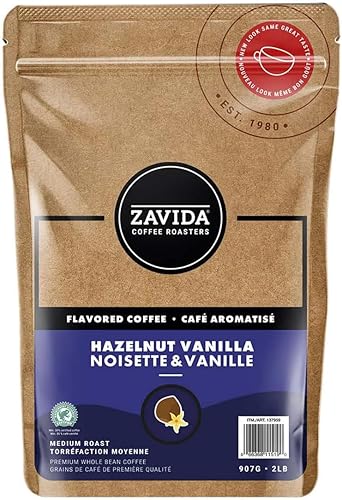 Zavida Café de grano entero de vainilla de avellana premium, 2 libras